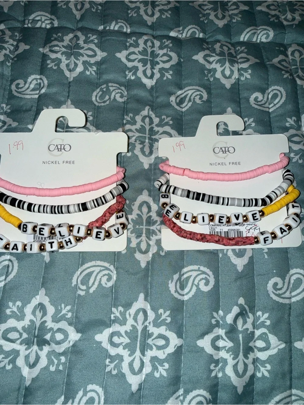 CATO Believe' Beaded Bracelet Set - Pink, Yellow, Black, White